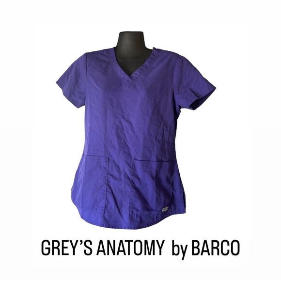 Grey’s Anatomy by Barco purple scrubs top tee short sleeve sz small women’s - Picture 1 of 8